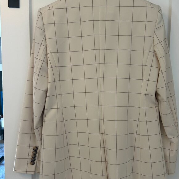 NWT: Veronica Beard Charleston Plaid Double-Breasted Jacket in Ecru Deep Ochre - Picture 12 of 13